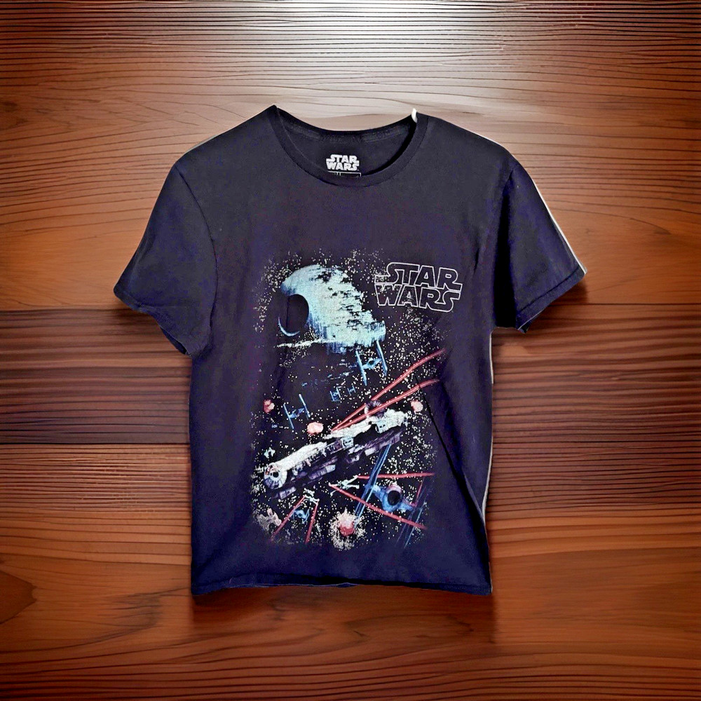C-Life Group Star Wars Death Star Millennium Falcon Graphic T-Shirt Size S