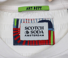 Scotch & Soda Textured Pocket T-Shirt Mens XL White Crew Neck Cotton Stretch
