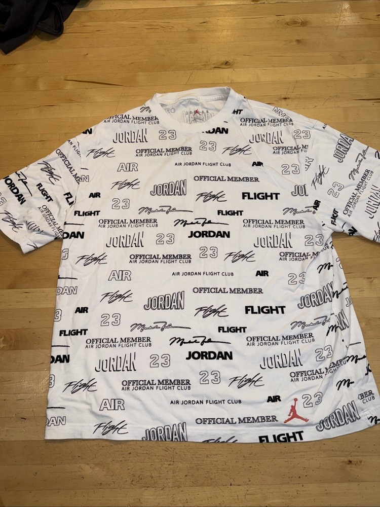 ADULT SIZE S AIR JORDAN FLIGHT CLUB #23 WHITE SHORT SLEEVE LOGOS T-SHIRT MJ AIR