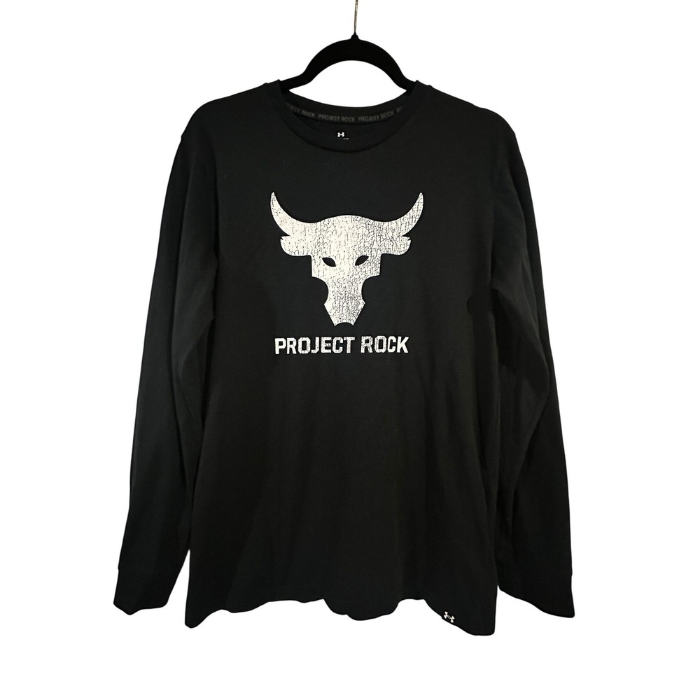 Under Armour Mens Project Rock Brahma Bull Long Sleeve T-Shirt Black Small