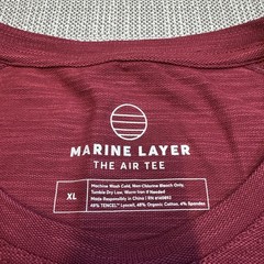 New Marine Layer Air Tee Shirt Mens XL Archive Midweight Crew Burgundy Striped