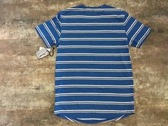 Men’s New T-Shirt Brooklyn Cloth M Blue Stripe Cotton Blend Crew Scoop Hem NWTs