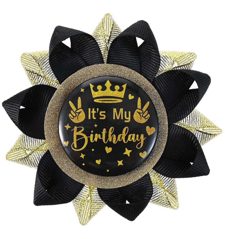 Birthday Button, 3.7-Inch Black Handmade Its My Birthday Pin for Party Decora…