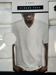 Lucky Brand Men’s 3 Pack V-Neck Logo Tees Super Soft Size Small 34-36 White New