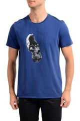 Just Cavalli Men’s Blue Graphic Print Crewneck T-Shirt US 2XL IT 56