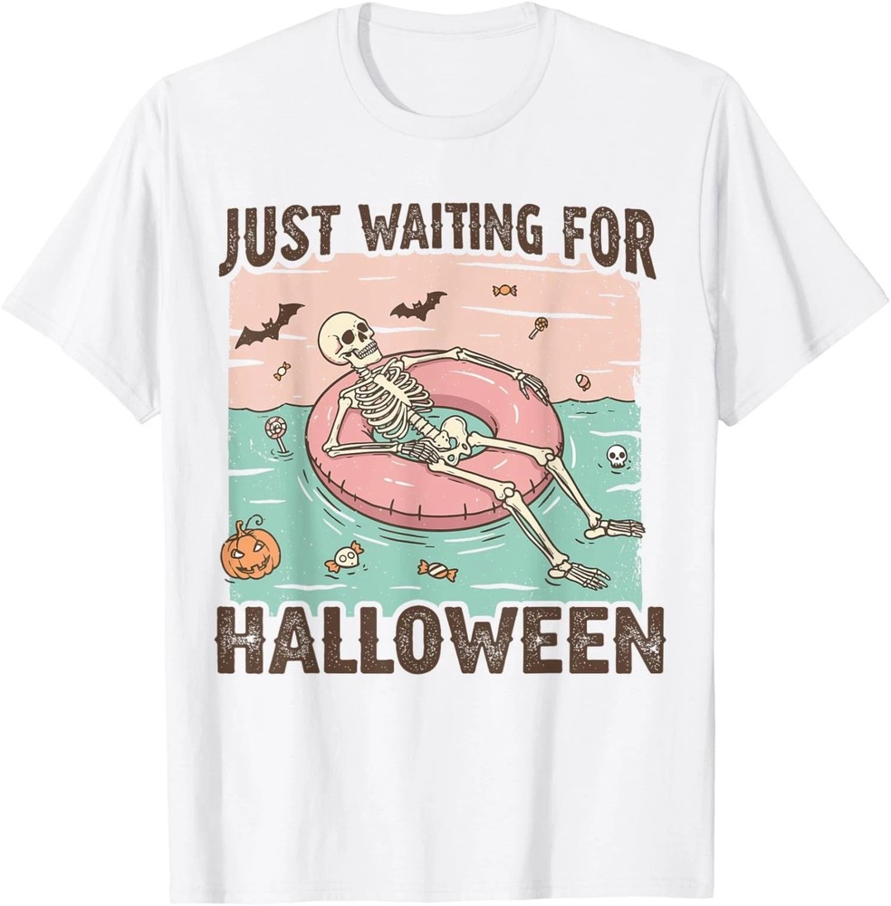 Just Waiting for Halloween Spooky Summer Skeleton Unisex T-Shirt