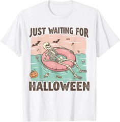 Just Waiting for Halloween Spooky Summer Skeleton Unisex T-Shirt