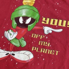 Marvin Martian Shirt Red Get Off My Planet Go Home Looney Tunes XL Y2K USA Bugs
