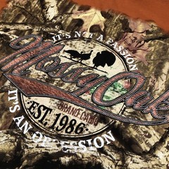 Mossy Oak Camo Design Burnt Orange T-Shirt Size L 3D Logo Spellout NWT Fall