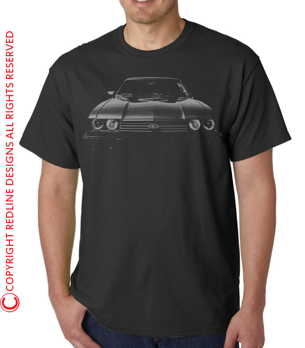 Mens Ford CAPRI Car T-Shirt Quality Eco Friendly Top Retro Classic Gift