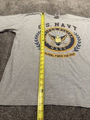 VTG Bayside US Navy Graphic T-Shirt Mens Large Heather Gray Made in USA Military