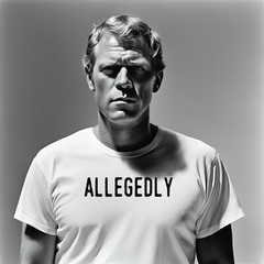 “Allegedly” Screen printed 100% cotton T-shirt hand made California Size M