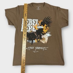 PacSun Rebel Rebel Eagle Graphic T-Shirt Mens Large Brown Free Yourself Tee