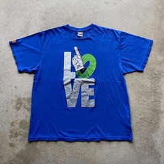 Vintage Y2K Nike Air Force One Love Shirt Size Large Blue Sneakers Sportswear