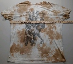 KISS Classic Hard Rock Band Vintage Style Cream Tie Dye T-Shirt Size XL