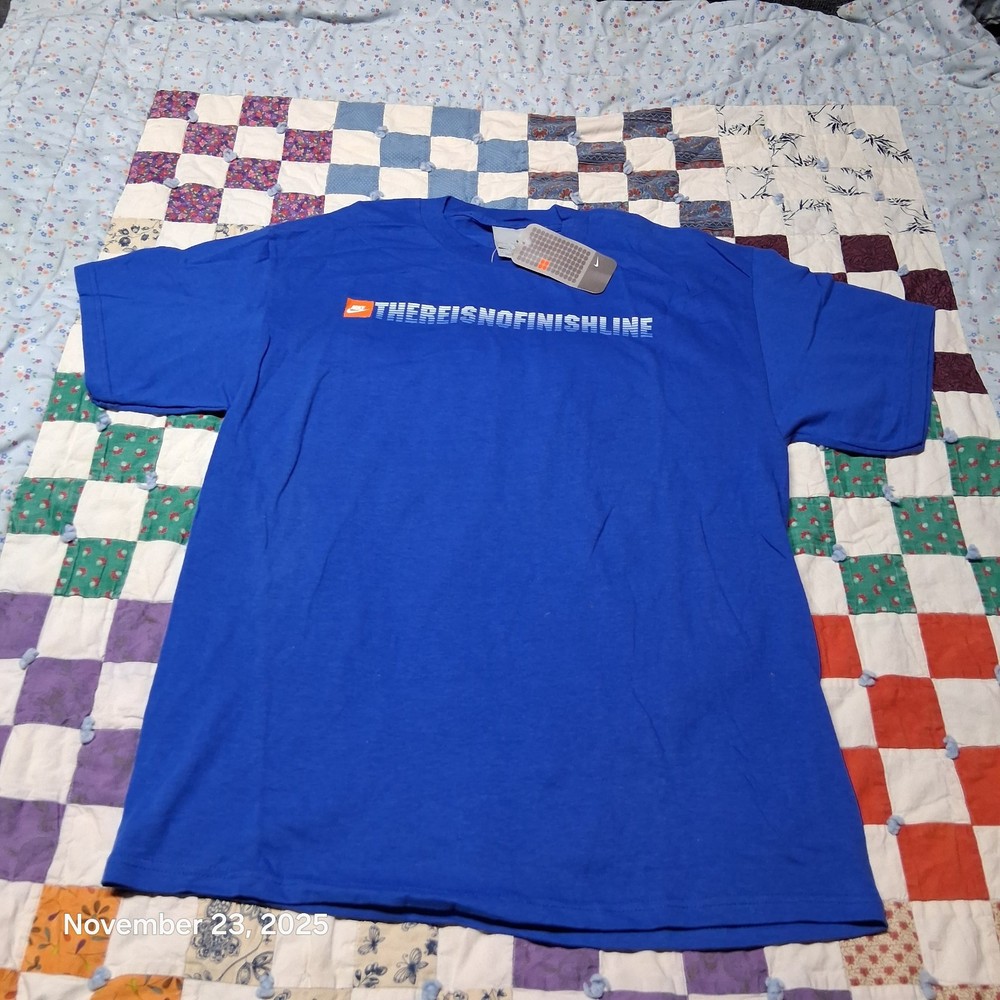VINTAGE NWT DEADSTOCK NIKE T SHIRT SIZE LARGE BLUE NO FINISH LINE SWOOSH 2004