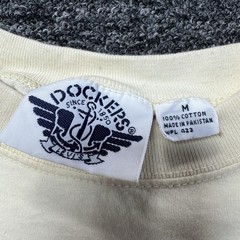 Vintage 90s Dockers By Levi’s Beige Cotton Casual Pocket T-Shirt Mens Sz M