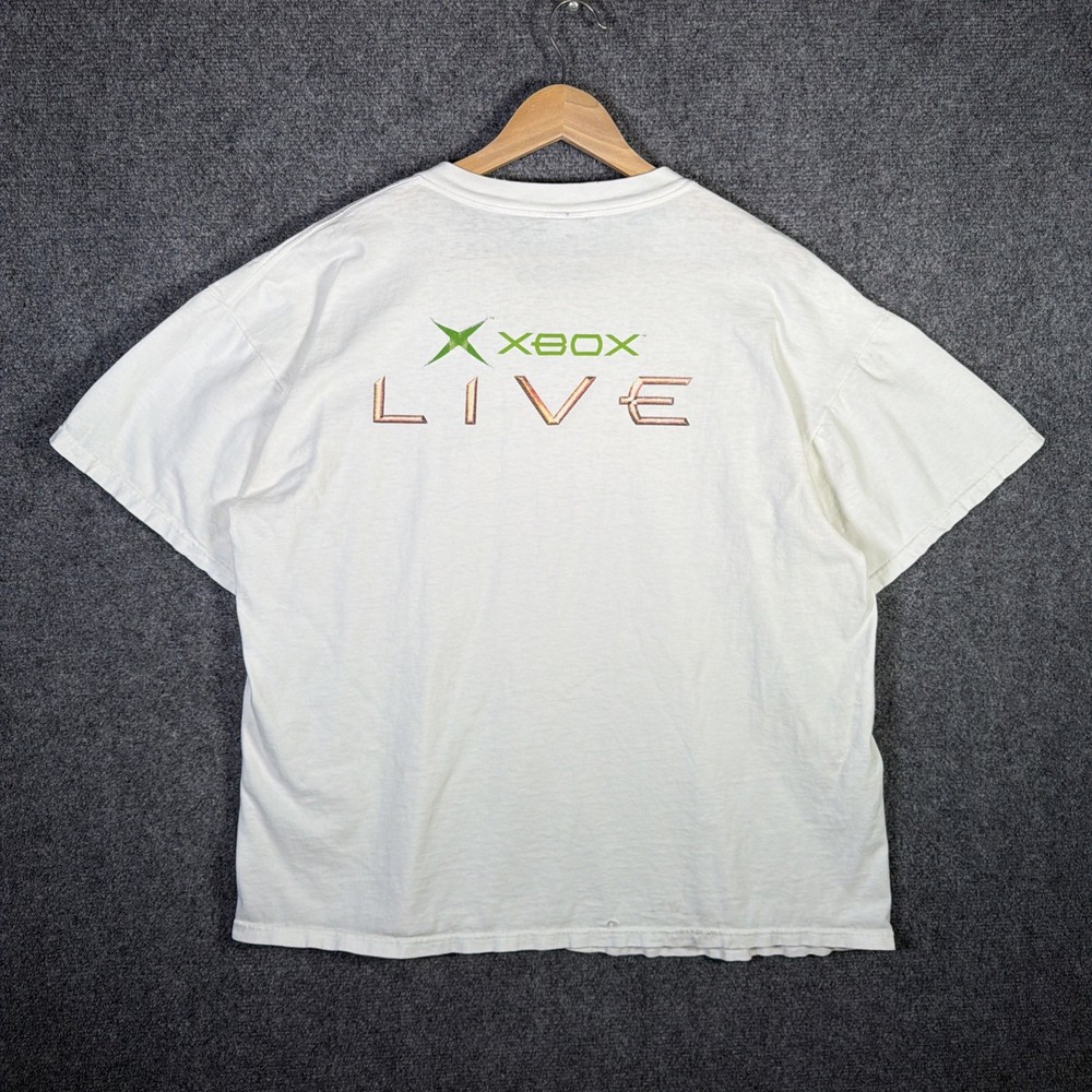 Vintage Xbox Shirt Mens XL White 90s XBOX Live Video Game Promo Faded Microsoft