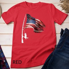 Fishing American Flag Fisherman Patriotic day 4th of July Unisex T-shirt
