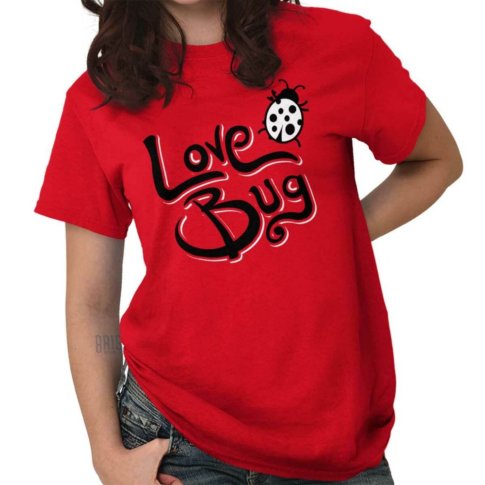 Cute Love Bug Sweet Romantic Valentine’s Day Womens Graphic Crewneck T Shirt Tee