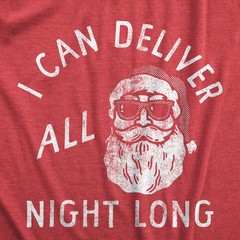 Mens I Can Deliver All Night Long T Shirt Funny Christmas Party Santa Sex Joke