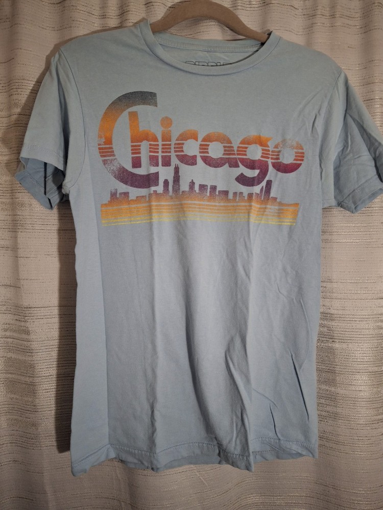 Ripple Junction Unisex Chicago City Graphic Print Crew Neck T-Shirt Blue S