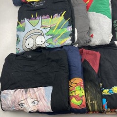 Wholesale Lot of 29 Cartoon/Anime Grahpic Long/Short Sleeve Shirts Sizes in Desc