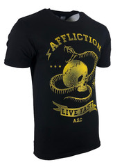 AFFLICTION SNAKE EYES Men’s T-shirt BLACK Biker MMA