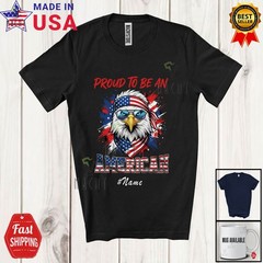 Custom Name Proud American; Lovely 250th 4th Of July Eagle Patriotic T-Shirt