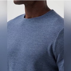 Travis Mathew CLOUD WAFFLE CREW Blue Long Sleeve Small NWT
