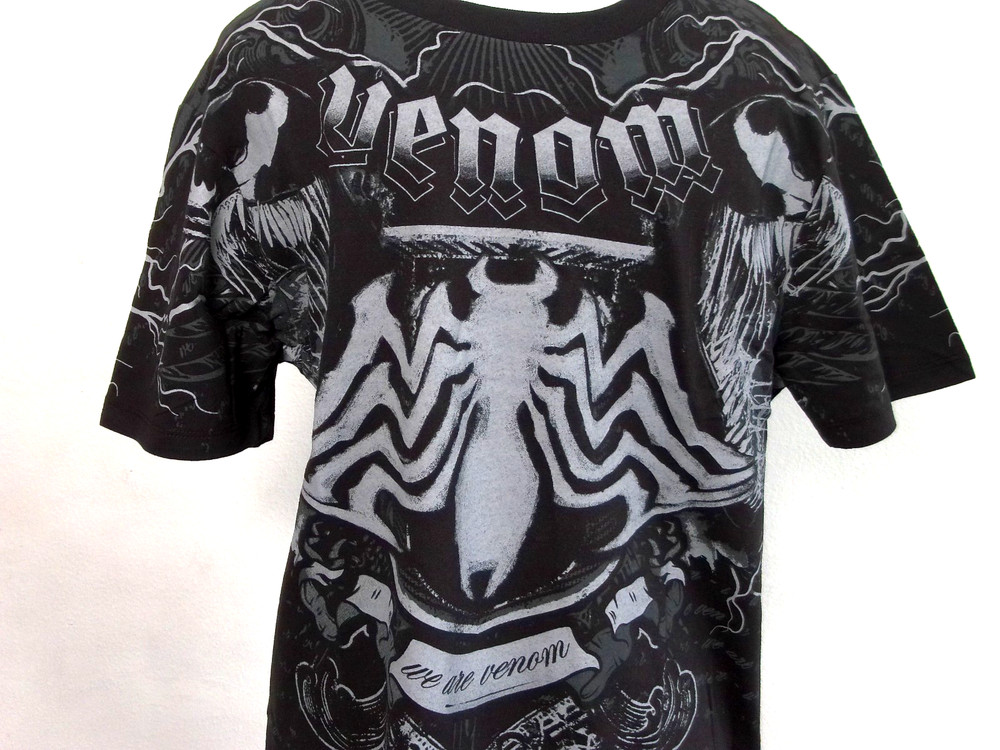 Marvel Man T-Shirt Print Venom Grunge Short Sleeve Black Size M (38-40) NWT