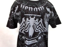 Marvel Man T-Shirt Print Venom Grunge Short Sleeve Black Size M (38-40) NWT