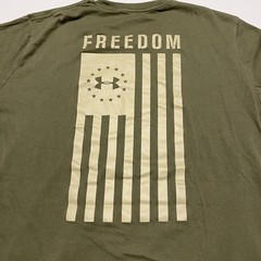 UA Freedom USA Flag Shirt Men’s Large Green Tactical Style Tee