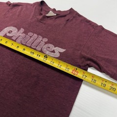 Vtg 80s Sportswear Philadelphia Phillies Spellout Logo Mens T-Shirt M USA Maroon