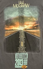 2013 Tim McGraw Two Lanes of Freedom Tour Shirt Small Gray Country Concert Tee