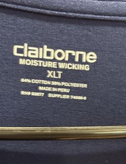 Claiborne T-shirt Men’s Blue Moisture Wicking Short Sleeve Size XLT