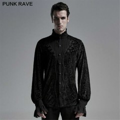 Punk Rave Men Goth Tops Palace Rereo Jacquard Banquet Wedding Long Sleeve Shirt