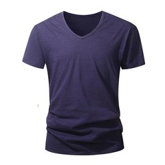 Men 100 % Cotton V Neck T Shirt Casual Summer Beach Gym Fitness Sports Tee Gift