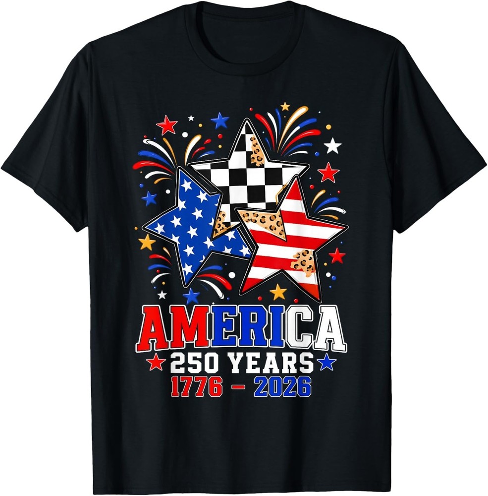 250th Anniversary America Flag Stars 250 Years 4th of July T-Shirt