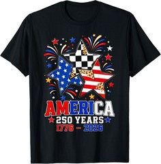 250th Anniversary America Flag Stars 250 Years 4th of July T-Shirt