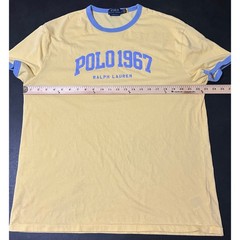 Polo Ralph Lauren Ringer T-Shirt Mens L Yellow Blue Polo 1967 Spell Out LOGO