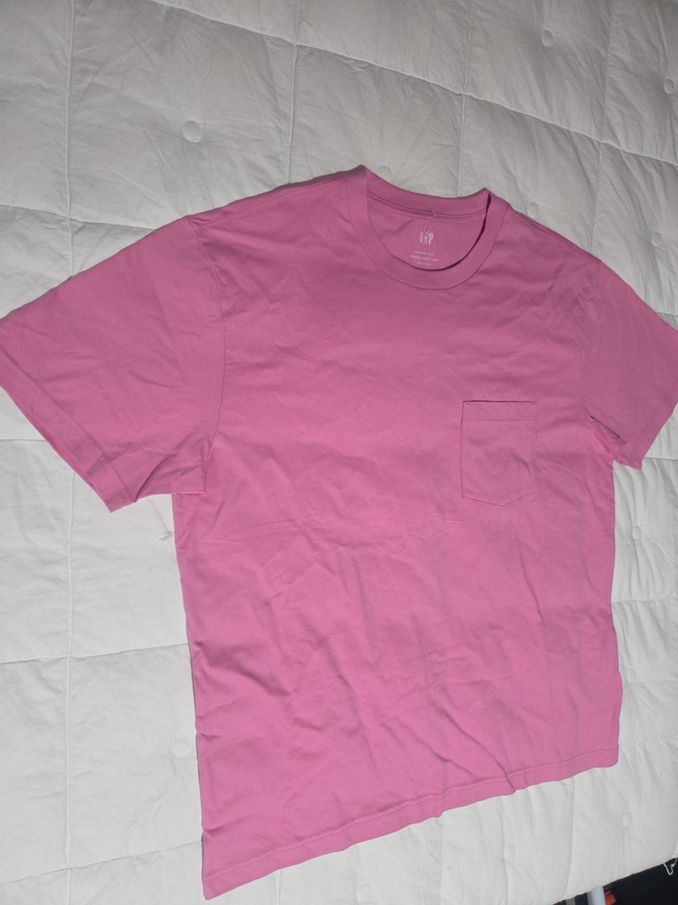 Gap Shirt Mens Large Pink Slub Pocket Tee Cotton Crewneck Tagless Casual