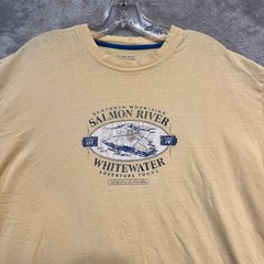 G.H. Bass & Co. Shirt Mens L Yellow Salmon River Whitewater Graphic Distressed