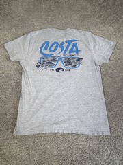 Costa Del Mar Shirt Mens L Gray Sunglasses Graphic Crewneck Tagless Short Sleeve