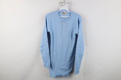 Vtg 80s 90s Streetwear Mens Medium Blank Thermal Ribbed Knit Henley T-Shirt USA