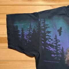 Vintage 1996 National Wildlife Federation Wolf Aurora Borealis T-Shirt USA – XL