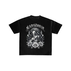 Chicana Bandana Girl Graphic Black Tee