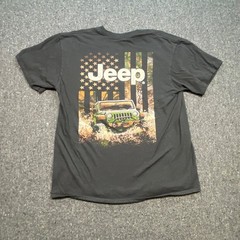 Jeep TShirt Sz L Mens Black American Flag Off Road Wrangler Graphic Jedco Tee