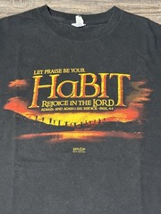 2012 Kerusso Habit Jesus Christian Hobbit Parody Black T Shirt L