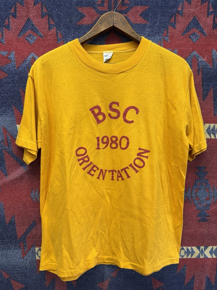 Vintage Soffe 1980 Graphic T Shirt Single Stitch BSC College L 80s